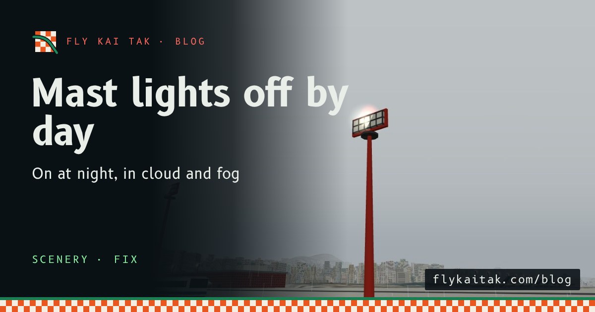 Red floodlight masts by the remote stands on a clear day, their lamps unlit.