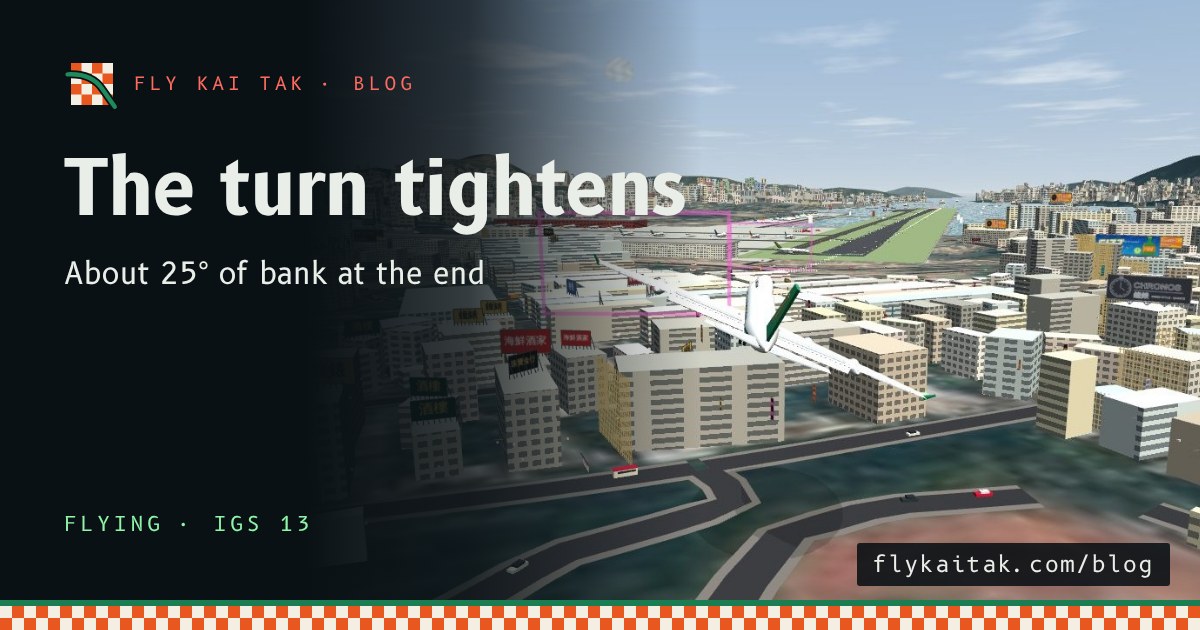 A 747 in a steep right bank low over Kowloon City, with the runway just ahead.