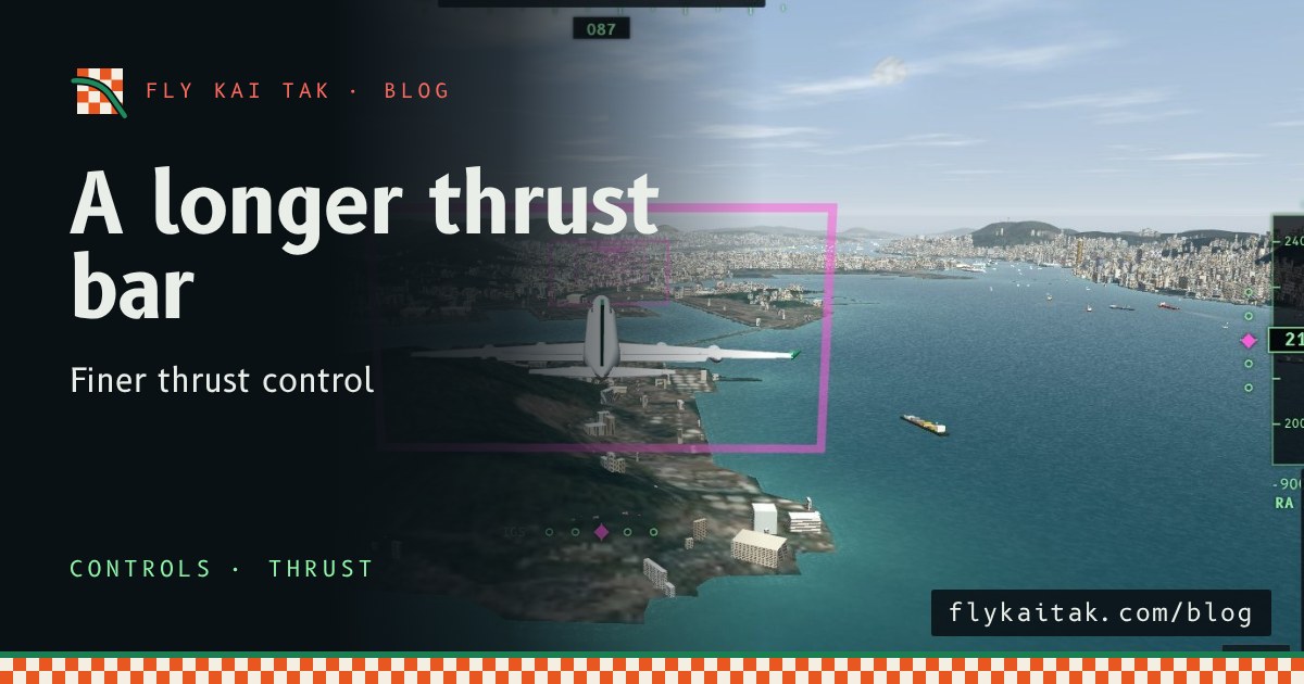 The 747 on approach with the longer thrust bar at the bottom right, set at 9 percent.
