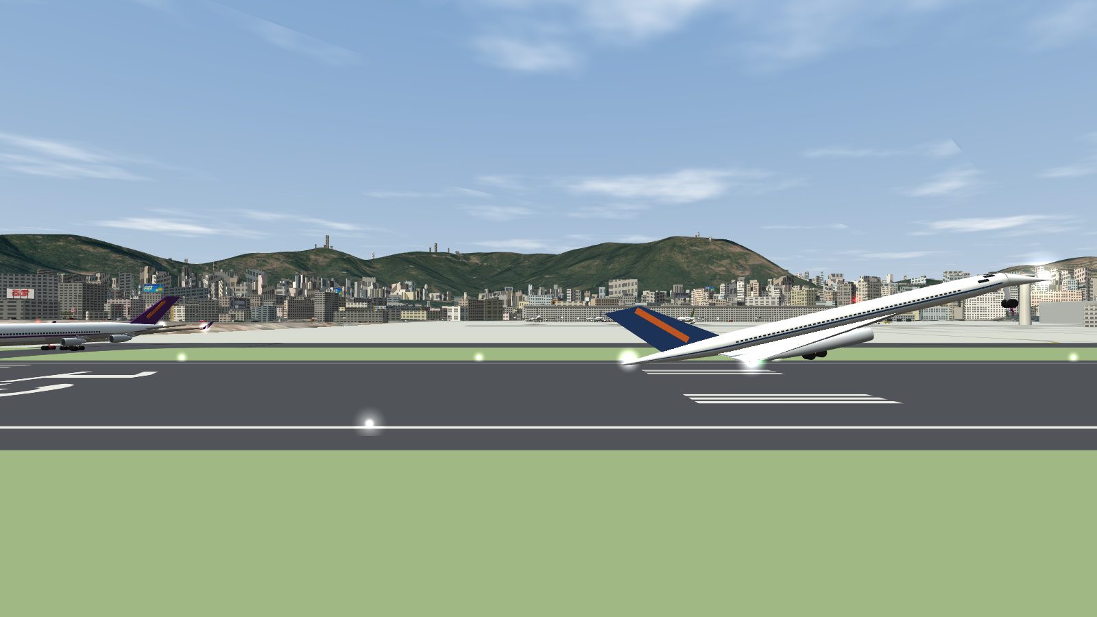 Side view of the delta-wing jet with its nose drooped.