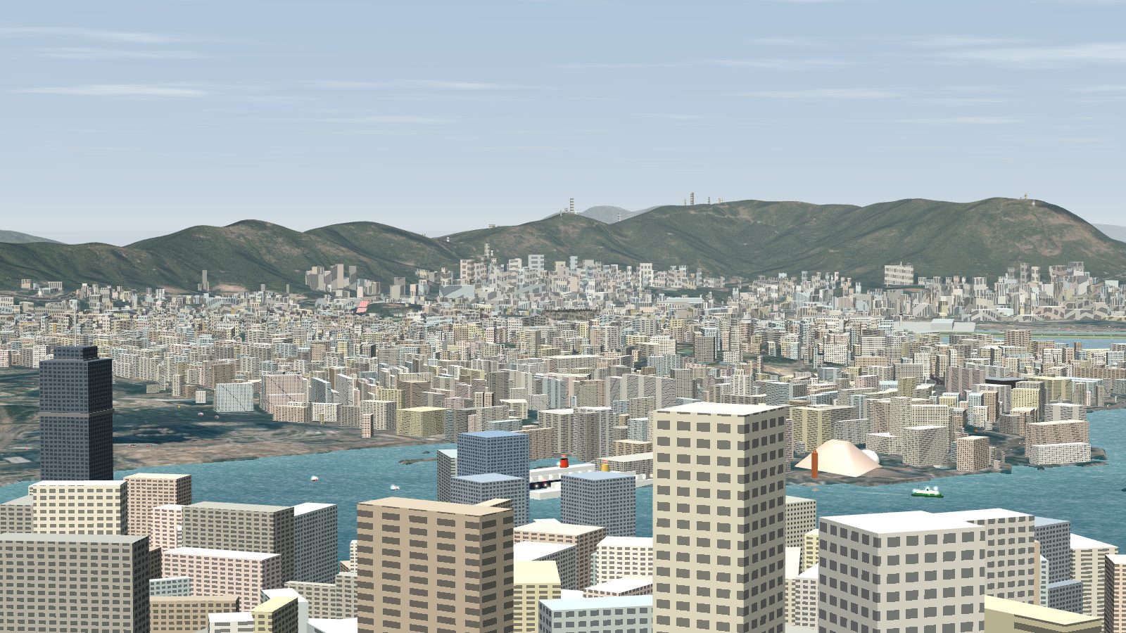 The view from the Peak over the harbour to Kowloon.