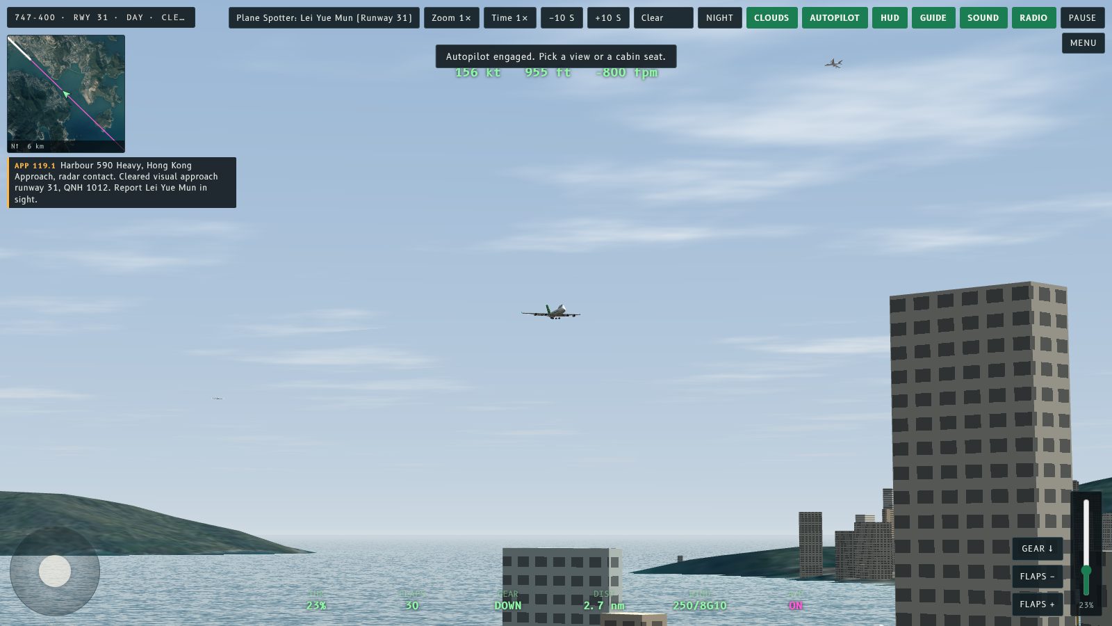 Plane spotter view at Lei Yue Mun with a jet on approach to Runway 31.