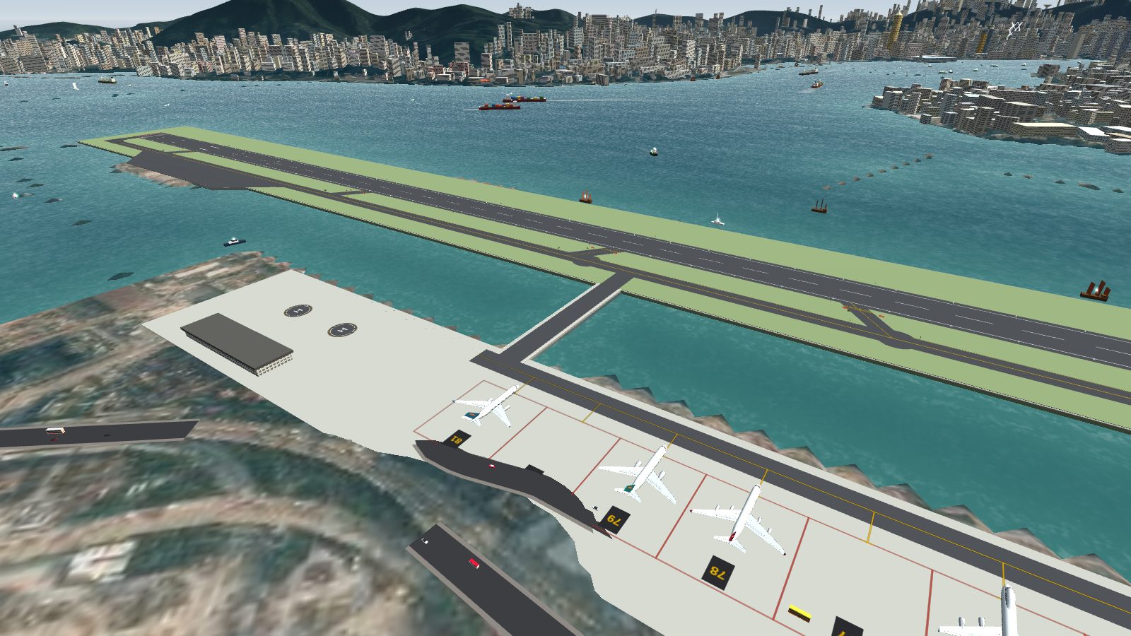 The single bridge across the inlet between the runway-side taxiway and the south apron.